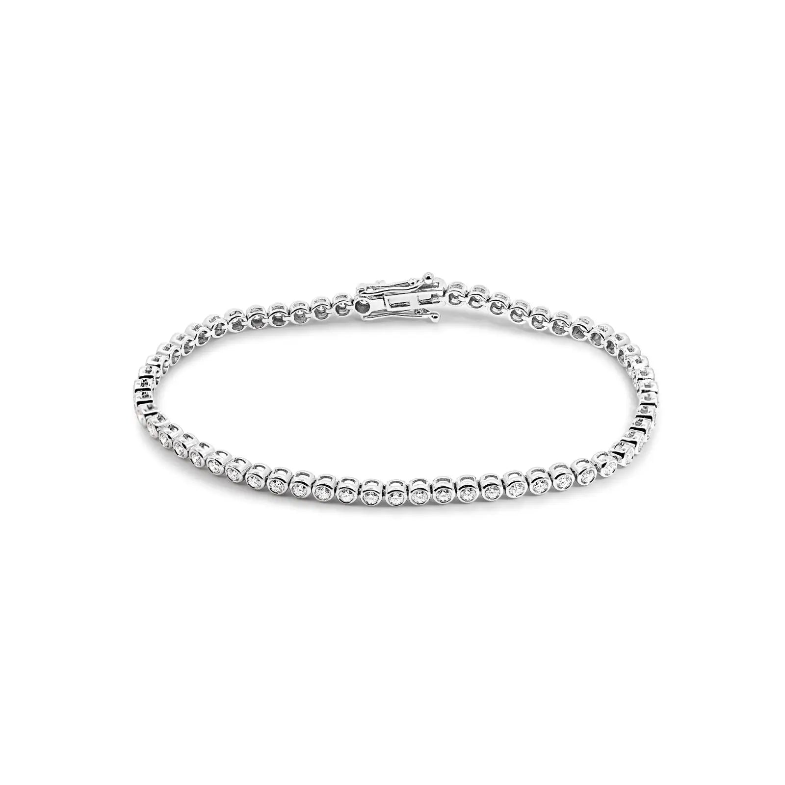 18ct White Gold Bezel Set Lab Grown Diamond Tennis Bracelet