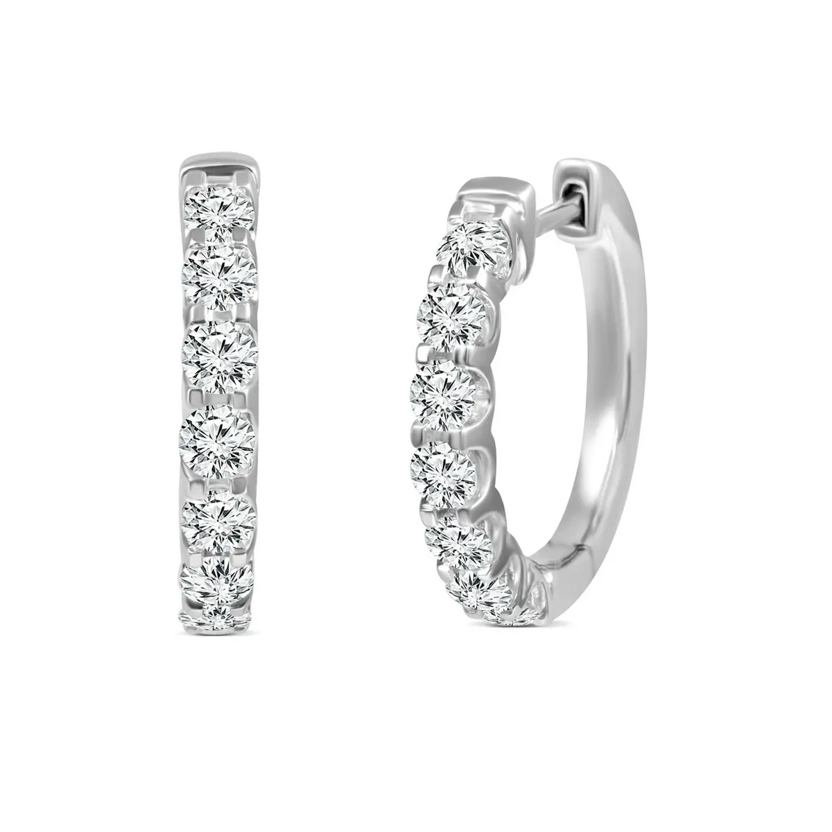 18ct White Gold Lab Grown Diamond Hoop Huggies