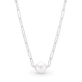 Sterling Silver Edison Freshwater Pearl On A Paperclip Chain