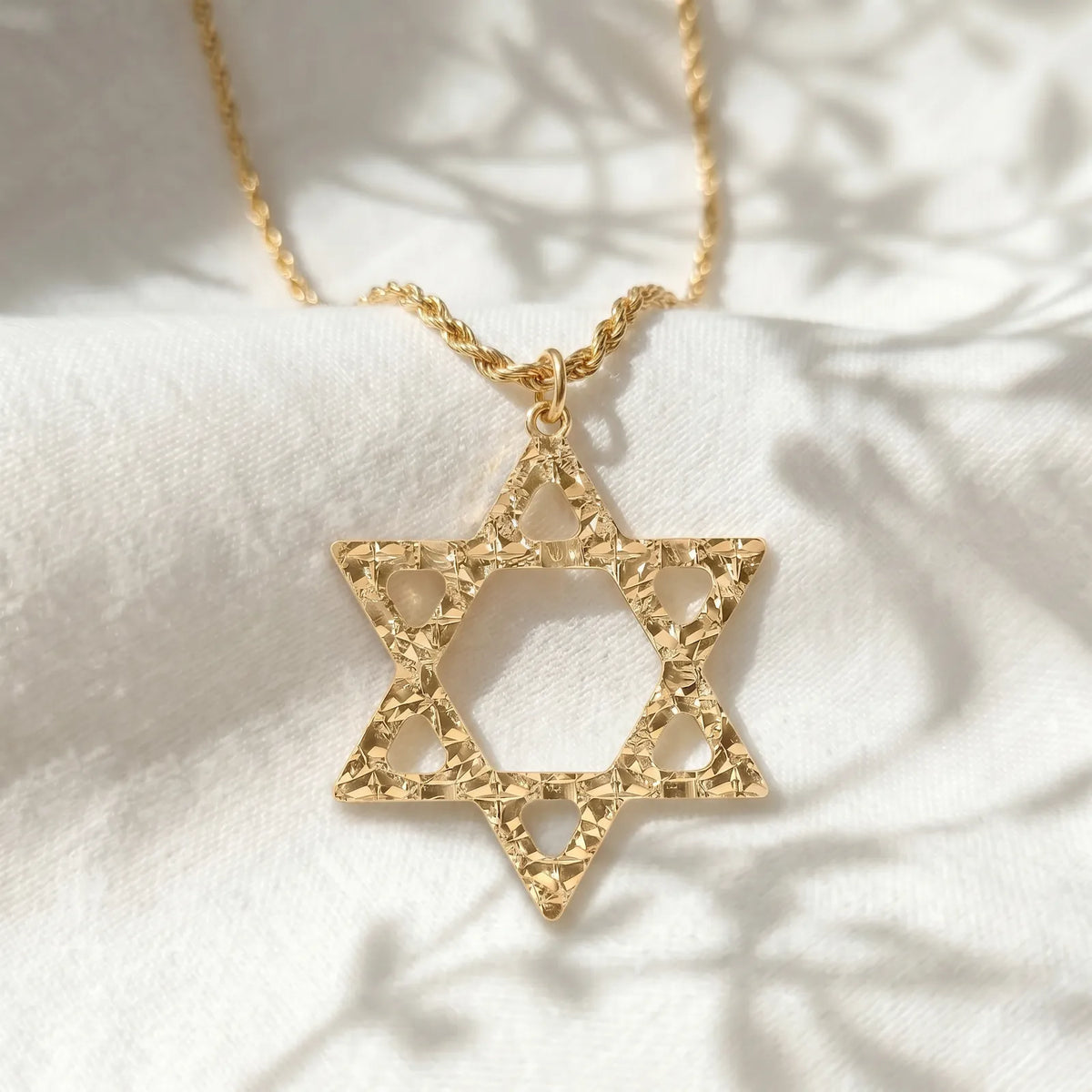 9ct Italian Yellow Gold Large Star Of David Pendant