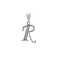 Sterling Silver Block Letter R With Cubic Zirconia