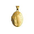 9ct Yellow Gold Oval Floral Pattern Border