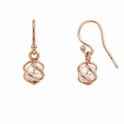 9ct Rose Gold Freshwater Pearl Drop Earrings