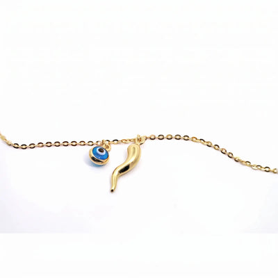 9ct Yellow Gold Bracelet With Evil Eye & Horn Of Plenty Charm - alternate