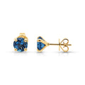 9ct Yellow Gold Round Blue Topaz Stud Earrings