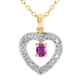 9ct Yellow Gold Diamond & Sapphire Heart Pendant