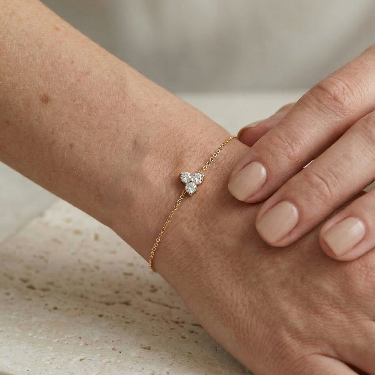 9ct Yellow Gold Delicate Diamond Trio Bracelet