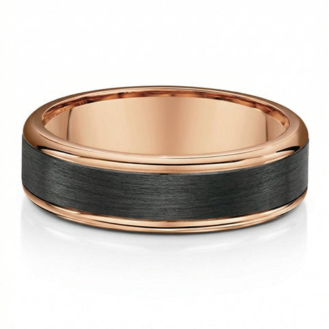 Men's 9ct Rose Gold & Carbon Fibre Wedding Ring
