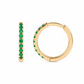 9ct Yellow Gold Natural Emerald Set Huggie Earrings