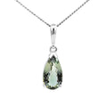 Sterling Silver Pear Shape Green Amethyst Pendant