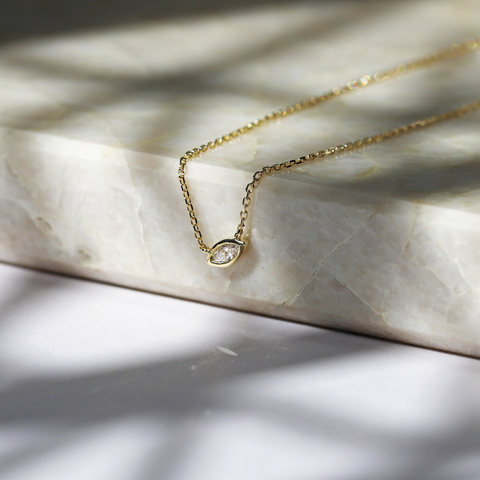 9ct Yellow Gold Marquise Lab Grown Diamond Necklace - alternate view