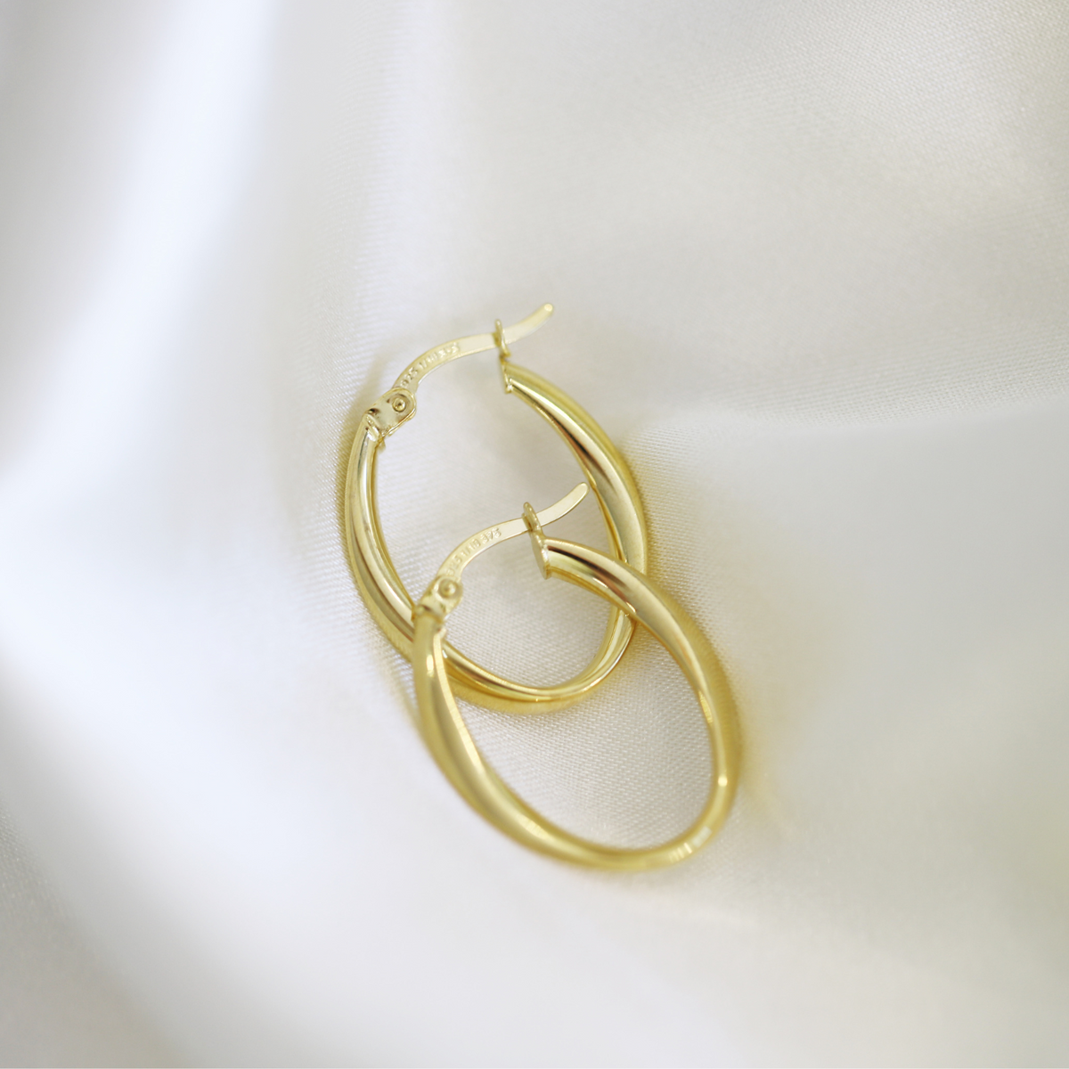 9ct Yellow Gold Silver Bonded Hoop Earrings