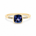 9ct Yellow Gold Tanzanite & Lab Grown Diamond Dress Ring