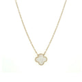 9ct Yellow Gold Mother Of Pearl Single Clover Necklace