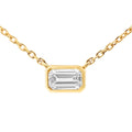 9ct Yellow Gold Lab Grown Emerald Cut Diamond Necklace