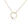9ct Yellow Gold Freshwater Pearl & Diamond Pendant