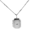 Sterling Silver Rectangle CZ Locket With Chain