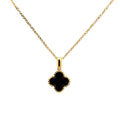 9ct Yellow Gold Black Onyx Four Leaf Clover Pendant