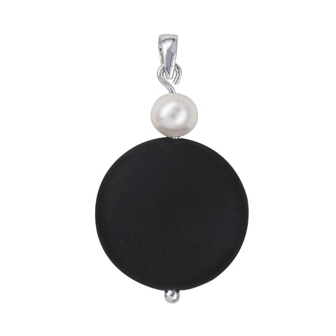 Sterling Silver Freshwater Pearl And Black Onyx Pendant - alternate view