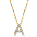 9ct Yellow Gold Diamond Set Letter A Necklace