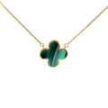 9ct Yellow Gold Malachite Four Leaf Clover Necklace