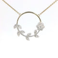 9ct Two Tone Diamond Floral Necklace