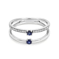 9ct White Gold Sapphire & Diamond Split Band Ring