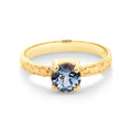9ct Yellow Gold Aquamarine Ring With Beaten Band