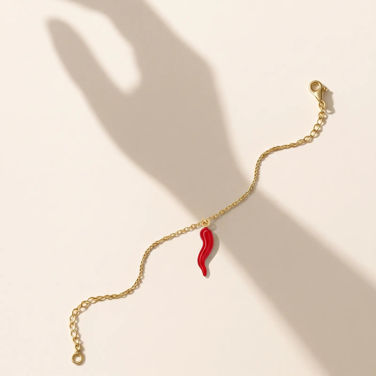 9ct Yellow Gold Bracelet With Red Horn Of Plenty Charm