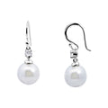 Sterling Silver Cubic Zirconia & Costume Pearl Drop Earrings