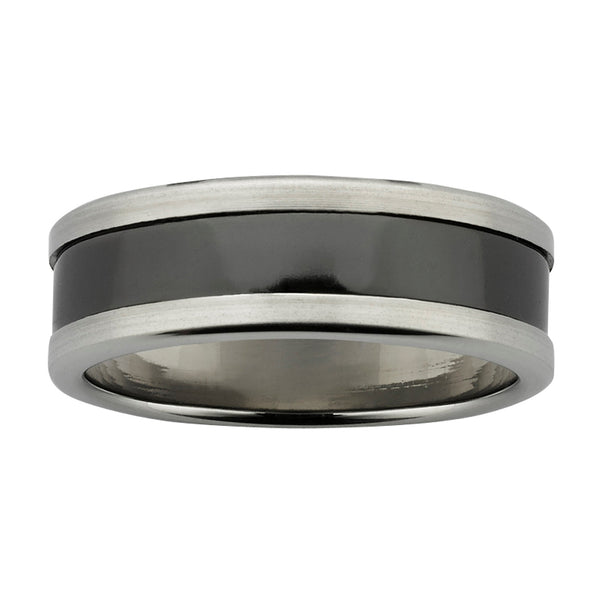 Men's Titanium & Black Zirconium Wedding Ring - alternate view