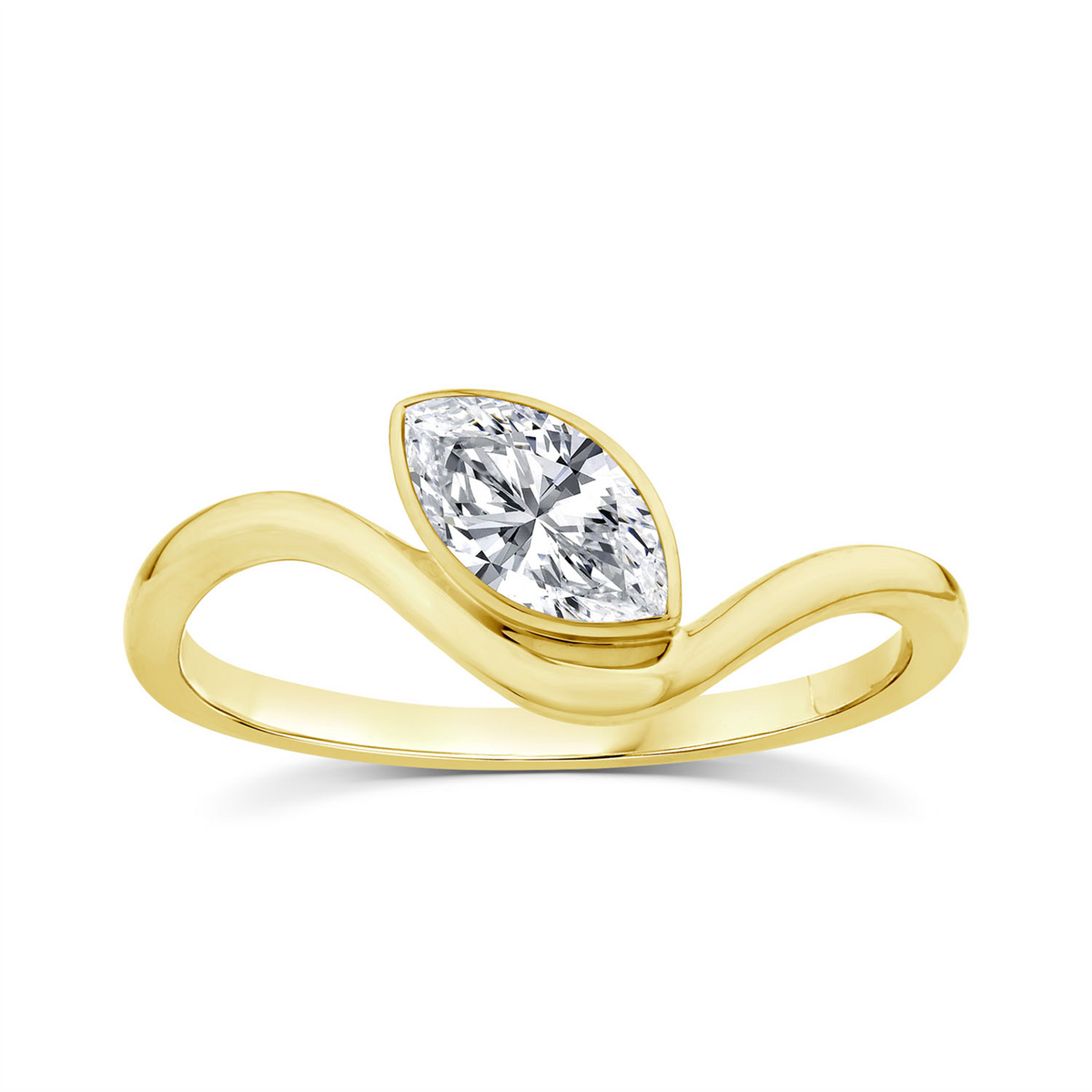 9ct Yellow Gold Marquise Lab Grown Diamond Ring