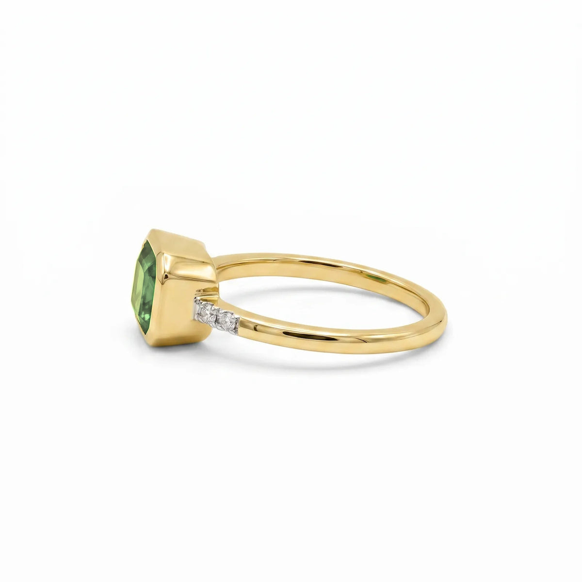 9ct Yellow Gold Peridot & Lab Grown Diamond Dress Ring