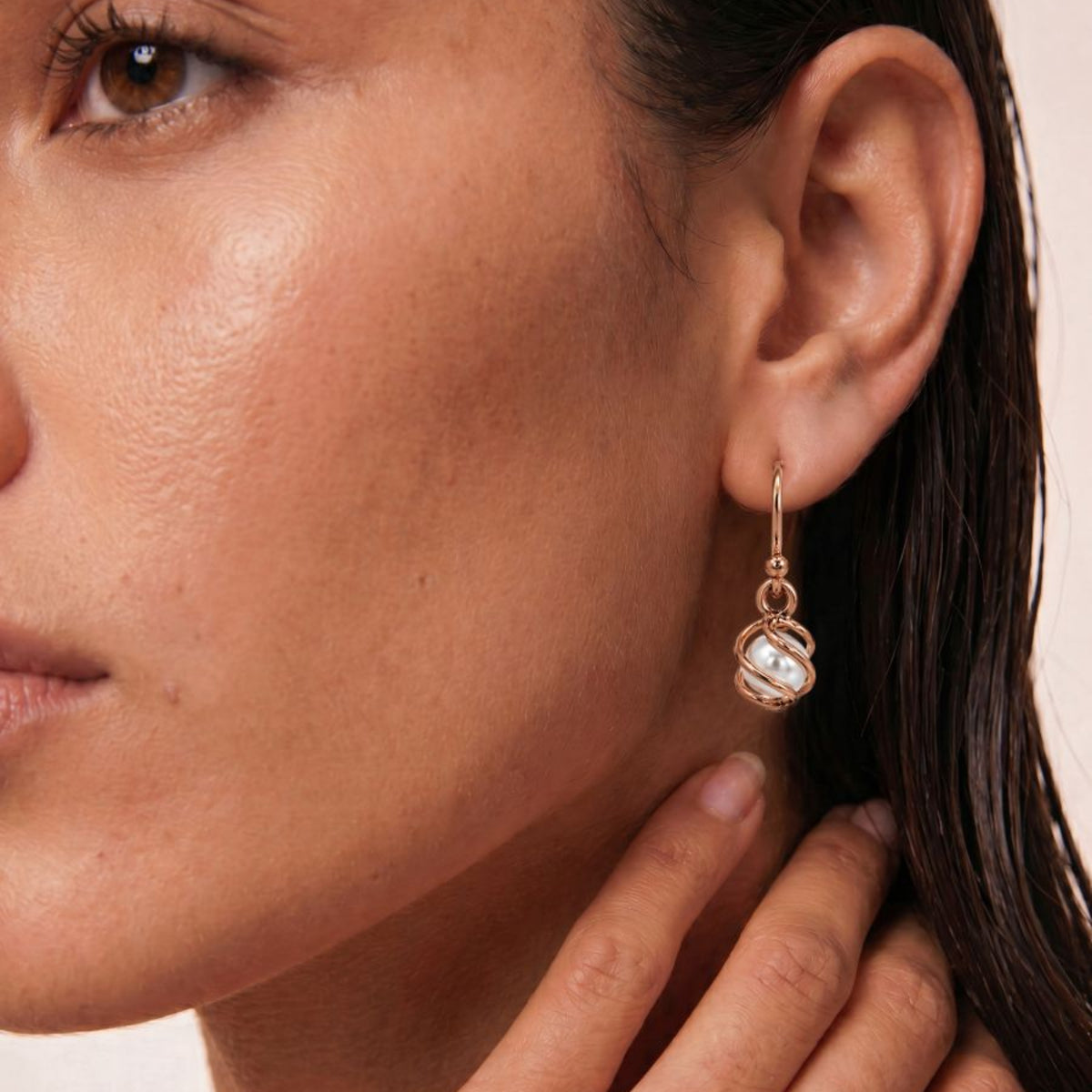 9ct Rose Gold Freshwater Pearl Drop Earrings