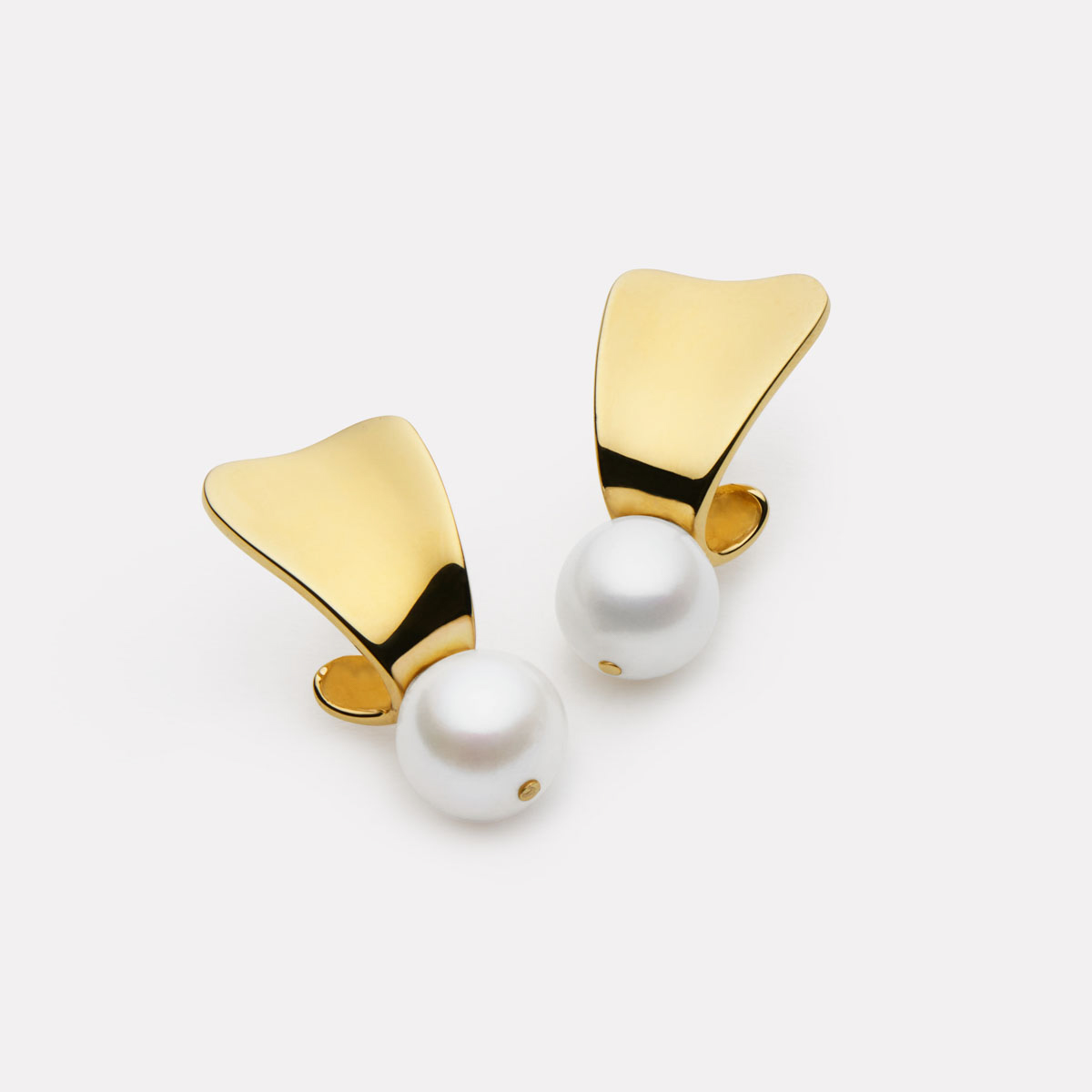 Najo Sunbeam Yellow Gold Plated Pearl Earrings