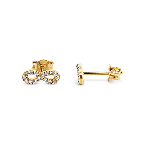 9ct Yellow Gold Cubic Zirconia Set Infinity Earrings - alternate view