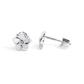Sterling Silver Diamond Set Frangipani Flower Stud Earrings