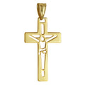 9ct Yellow Gold Cut Out Crucifix Cross Pendant
