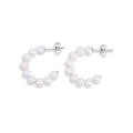 Sterling Silver Half Hoop Pearl Earrings