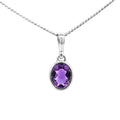 Sterling Silver Oval Amethyst Bezel Set Pendant
