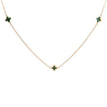 9ct Italian Yellow Gold Fine Necklace With Green Four Leaf Clovers