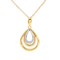 9ct Two Tone Teardrop Diamond Set Pendant