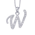 Sterling Silver Cubic Zirconia Letter W Necklace