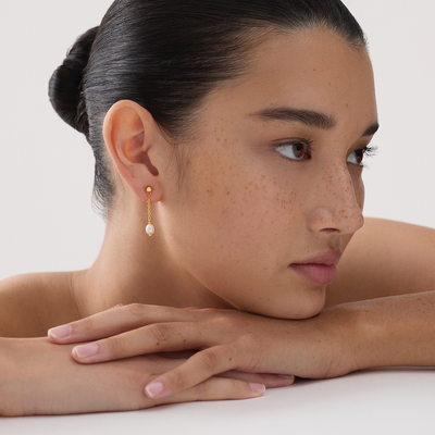 Najo Gold Plated Tidal Whisper Pearl Earrings - alternate