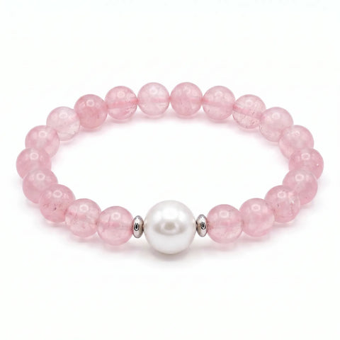 Rose Quartz And Freshwater Pearl Bracelet