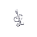 Sterling Silver Script Letter L With Cubic Zirconia