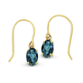 9ct Yellow Gold Oval London Blue Hook Earrings