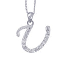 Sterling Silver Cubic Zirconia Letter U Necklace