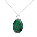 Sterling Silver Oval Malachite Pendant
