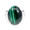 Sterling Silver Oval Malachite Ring